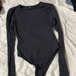 Zara Charcoal Long Sleeve Bodysuit